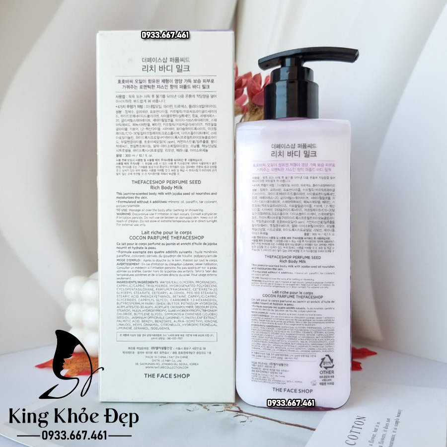 Sữa Dưỡng Thể The Face Shop Perfume Seed Rich Body Milk 300ml – Dưỡng Da Căng Mịn & Lưu Hương Sang Trọng