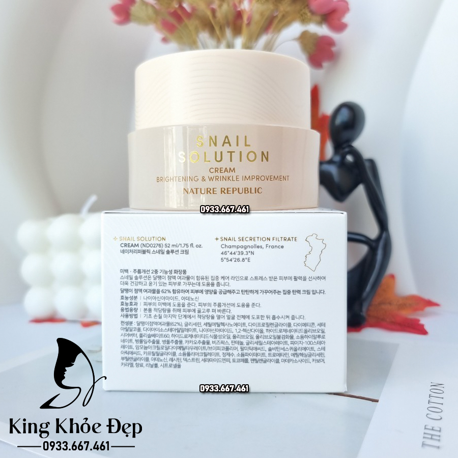 Kem Dưỡng Da Nature Republic Snail Solution Cream – Phục Hồi & Tái Tạo Da Từ Dịch Nhầy Ốc Sên