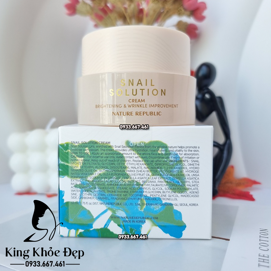 Kem Dưỡng Da Nature Republic Snail Solution Cream – Phục Hồi & Tái Tạo Da Từ Dịch Nhầy Ốc Sên