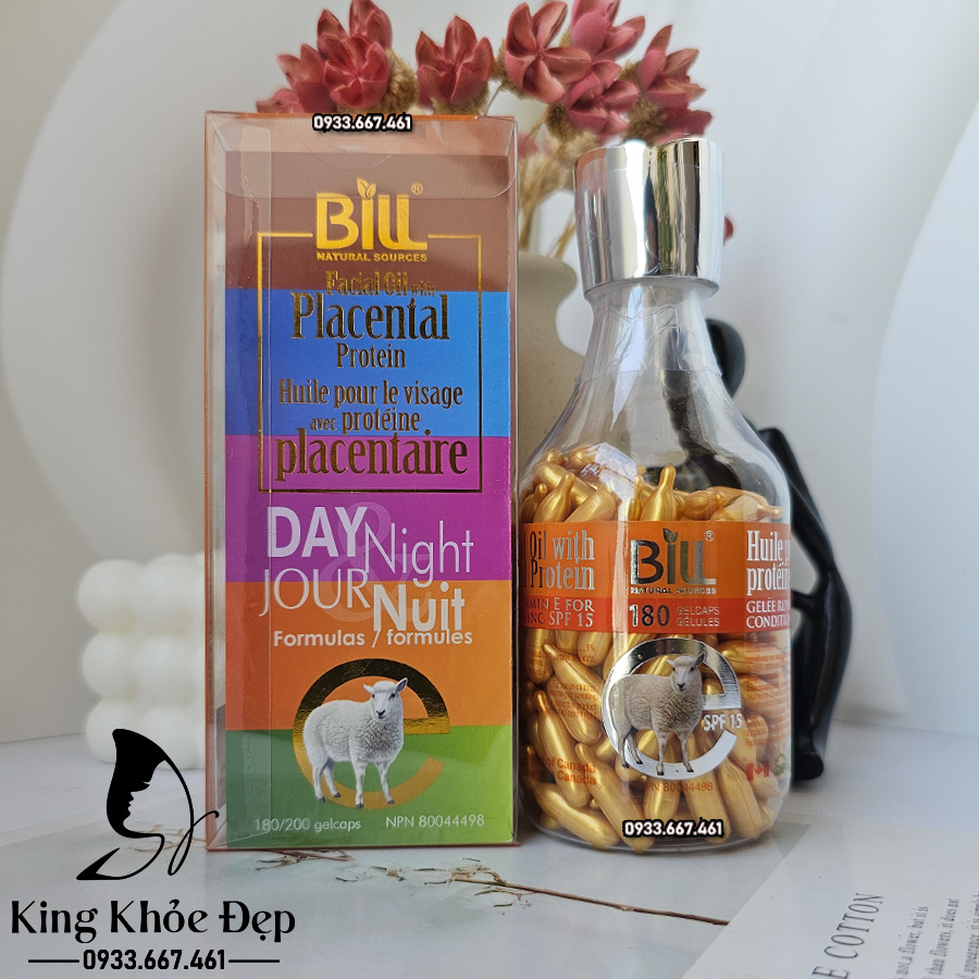 Viên Bôi Dưỡng Da Nhau Thai Cừu Sữa Ong Chúa & Vitamin E 180 Viên SPF15 Chính Hãng Bill Natural Sources – Serum Viên Dưỡng Trắng & Bảo Vệ Da