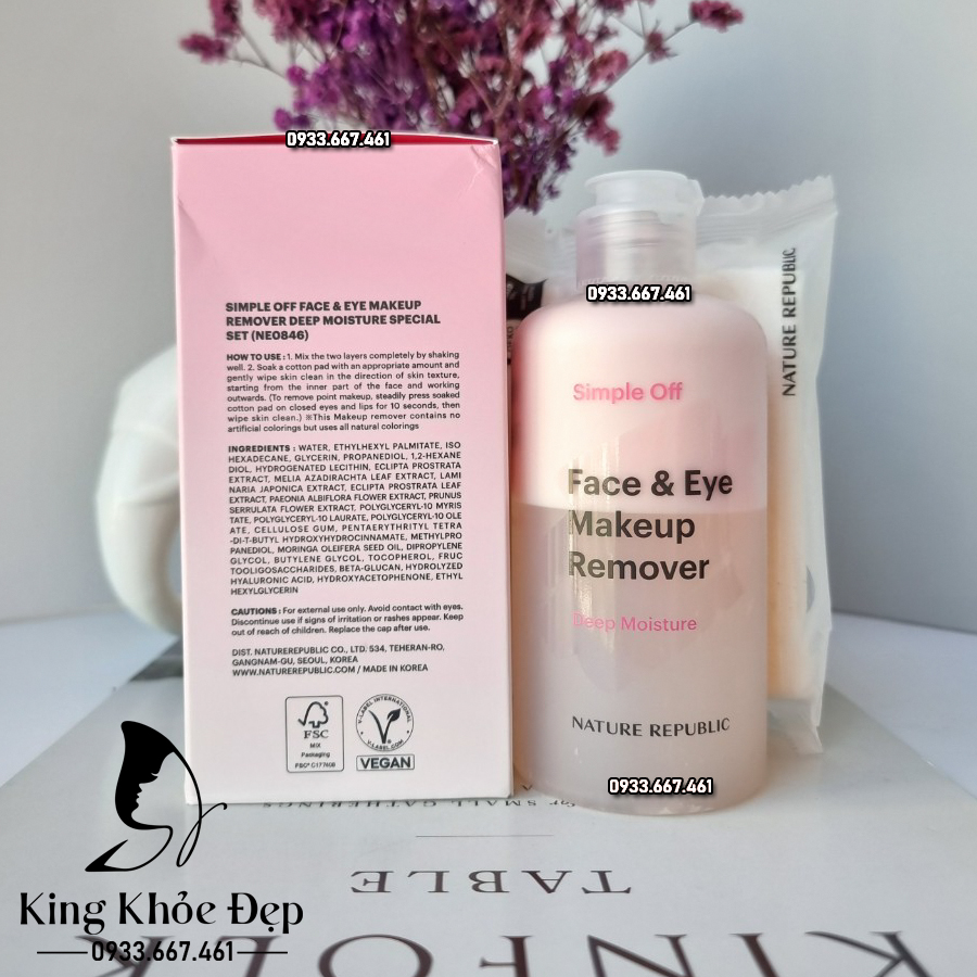 Nước Tẩy Trang Nature Republic Face & Eye Makeup Remover Deep Moisture