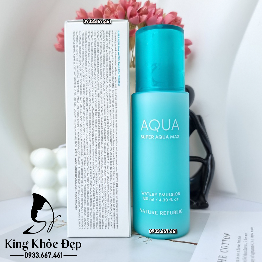 Sữa Dưỡng Nature Republic Aqua Super Aqua Max Watery Emulsion – Cấp Ẩm Dịu Nhẹ, Cho Làn Da Mịn Mượt Chuẩn Hàn