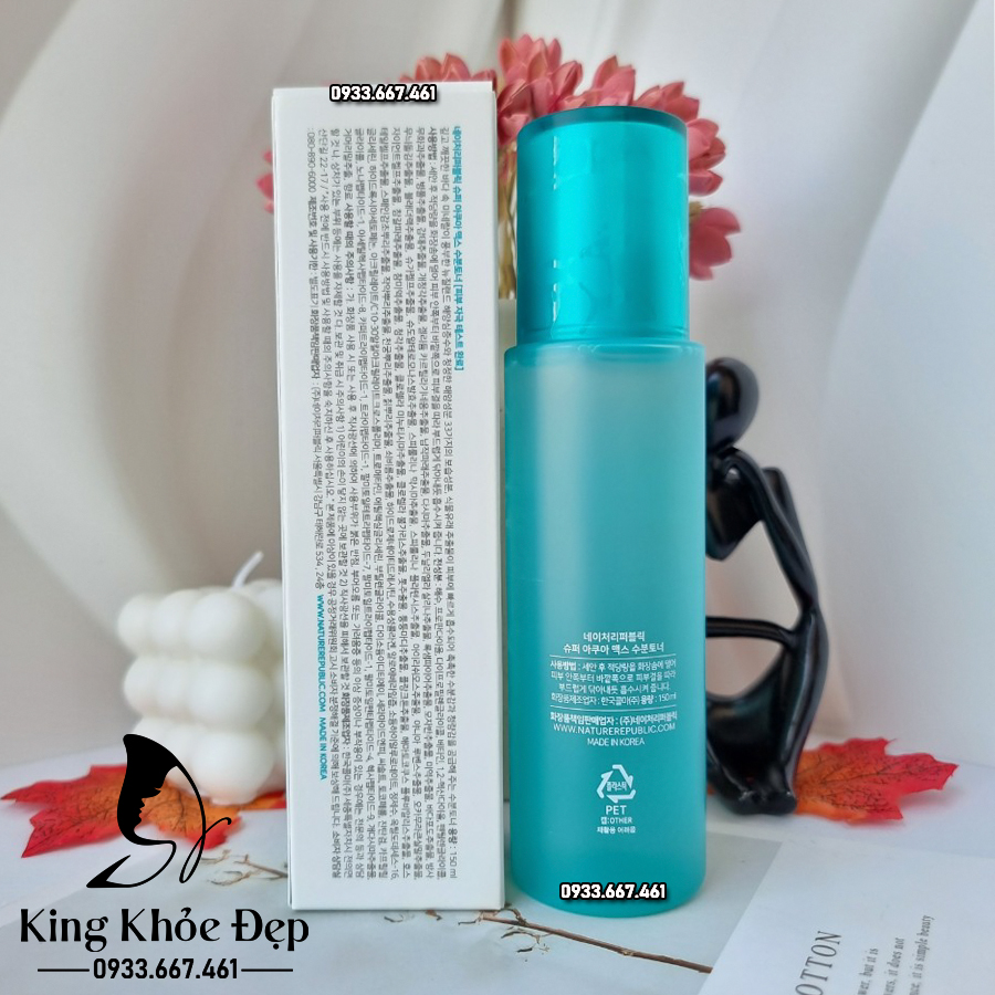 Nước Cân Bằng Nature Republic Aqua Super Aqua Max Watery Toner – Cấp Ẩm Sâu, Tươi Mát Chuẩn Da Hàn
