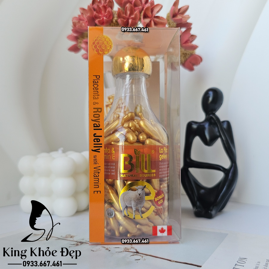 Viên Bôi Dưỡng Da Nhau Thai Cừu Sữa Ong Chúa & Vitamin E 200 Viên Chính Hãng Bill Natural Sources – Serum Viên Cấp Ẩm & Trẻ Hóa Da