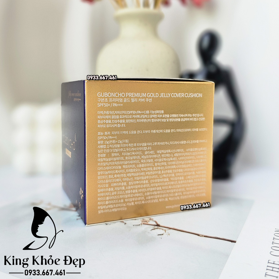Phấn Nước Guboncho Premium Gold Jelly Cover CC Cushion – Che Phủ Hoàn Hảo, Bảo Vệ Da Tối Ưu