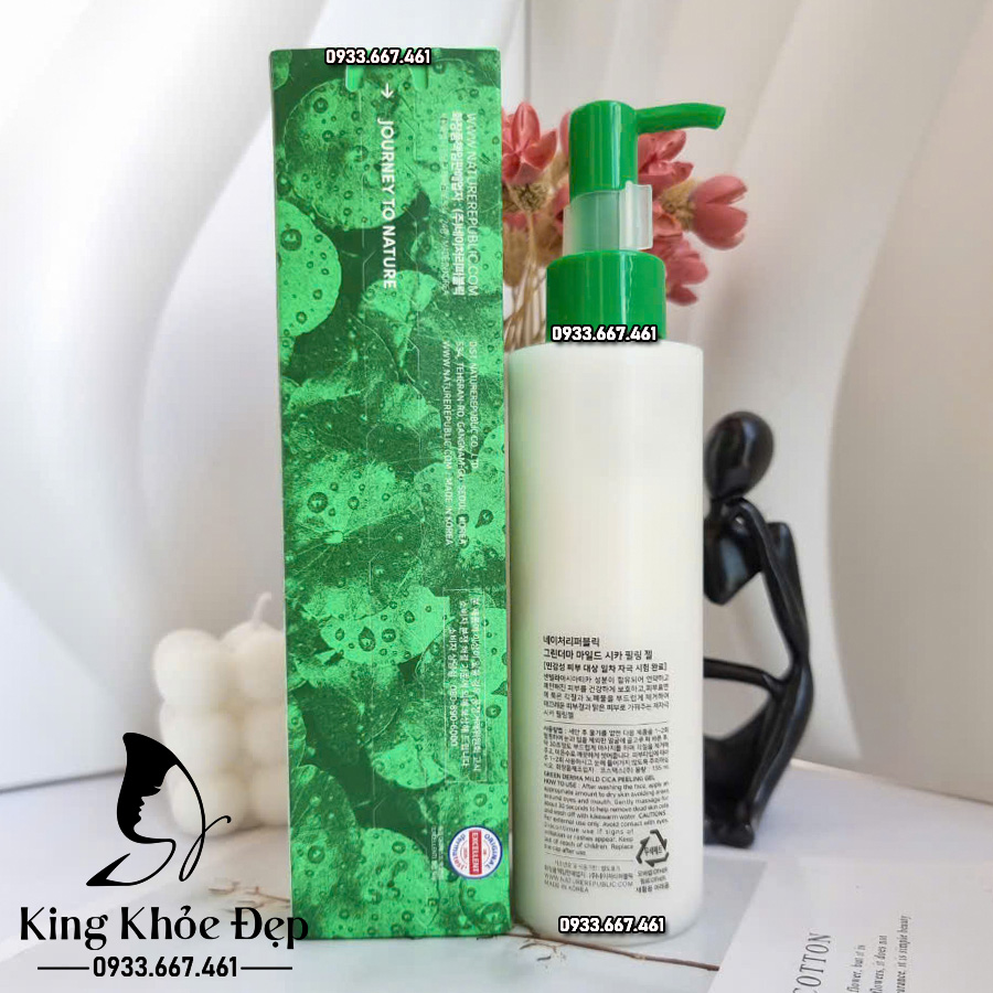 Tẩy Tế Bào Chết Nature Republic Green Derma Mild Cica Peeling Gel – Làm Sạch Dịu Nhẹ, Cho Làn Da Sáng Mịn Tự Nhiên