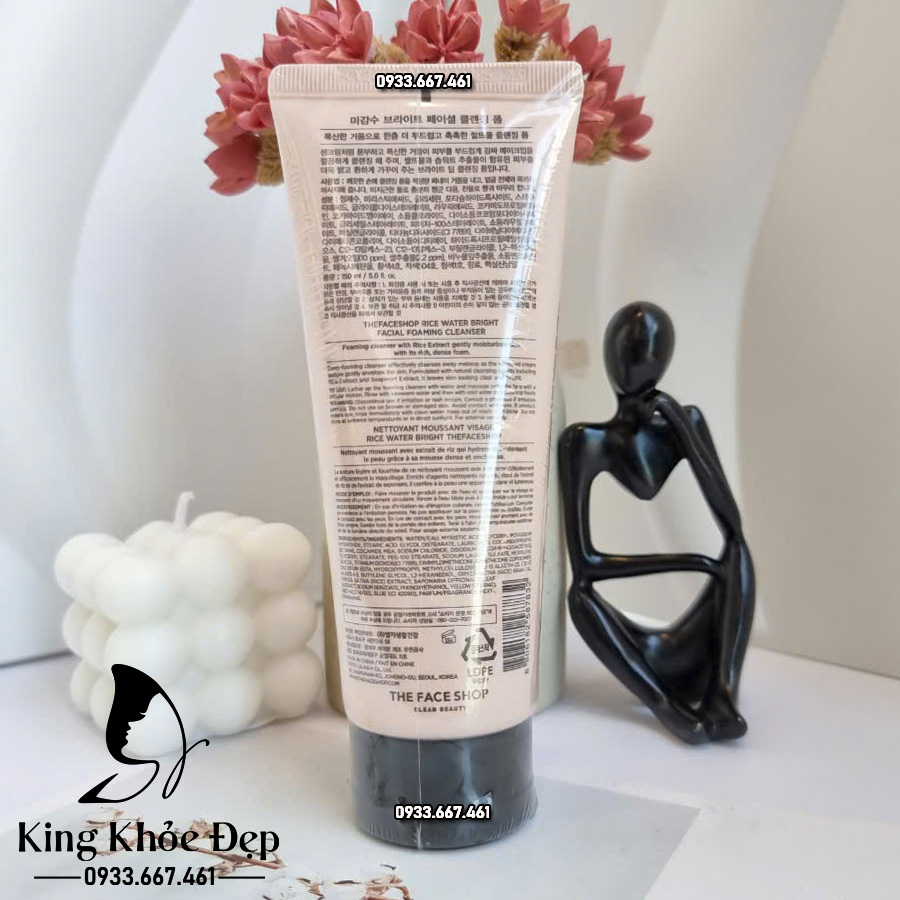 Sữa Rửa Mặt Rice Water Bright Facial Foam Cleanser 150ml – Sạch Sâu & Sáng Da Tự Nhiên