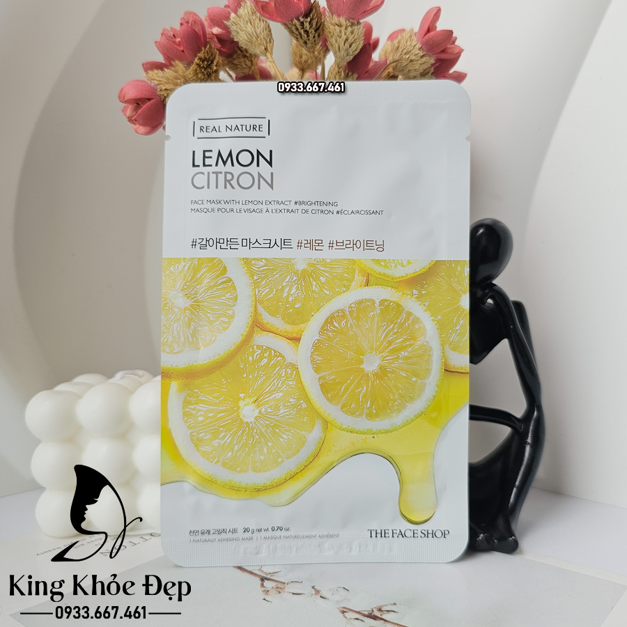 Mặt Nạ Chanh Real Nature Lemon The Face Shop 10 Miếng – Làm Sáng Da & Giảm Thâm Hiệu Quả