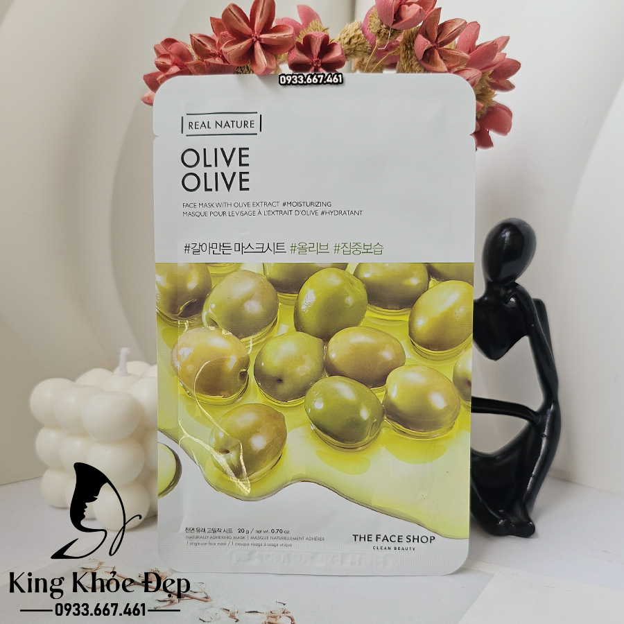 Mặt Nạ Real Nature Olive The Face Shop 10 Miếng – Dưỡng Ẩm Sâu & Nuôi Dưỡng Làn Da Khỏe Mạnh
