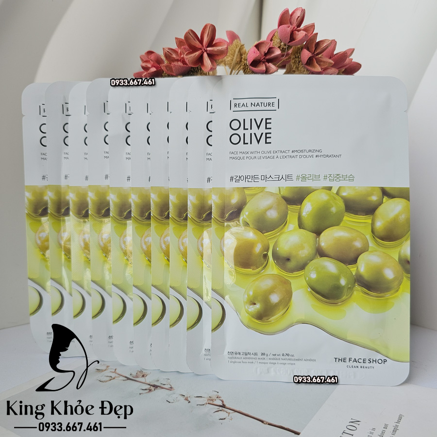 Mặt Nạ Real Nature Olive The Face Shop 10 Miếng – Dưỡng Ẩm Sâu & Nuôi Dưỡng Làn Da Khỏe Mạnh