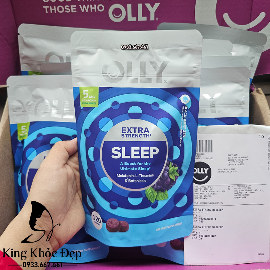 Kẹo Ngủ Olly Sleep Extra Strength 5MG 120 Viên – Giải Pháp Hỗ Trợ Giấc Ngủ Nhanh & Sâu Tự Nhiên Không Gây Nghiện!