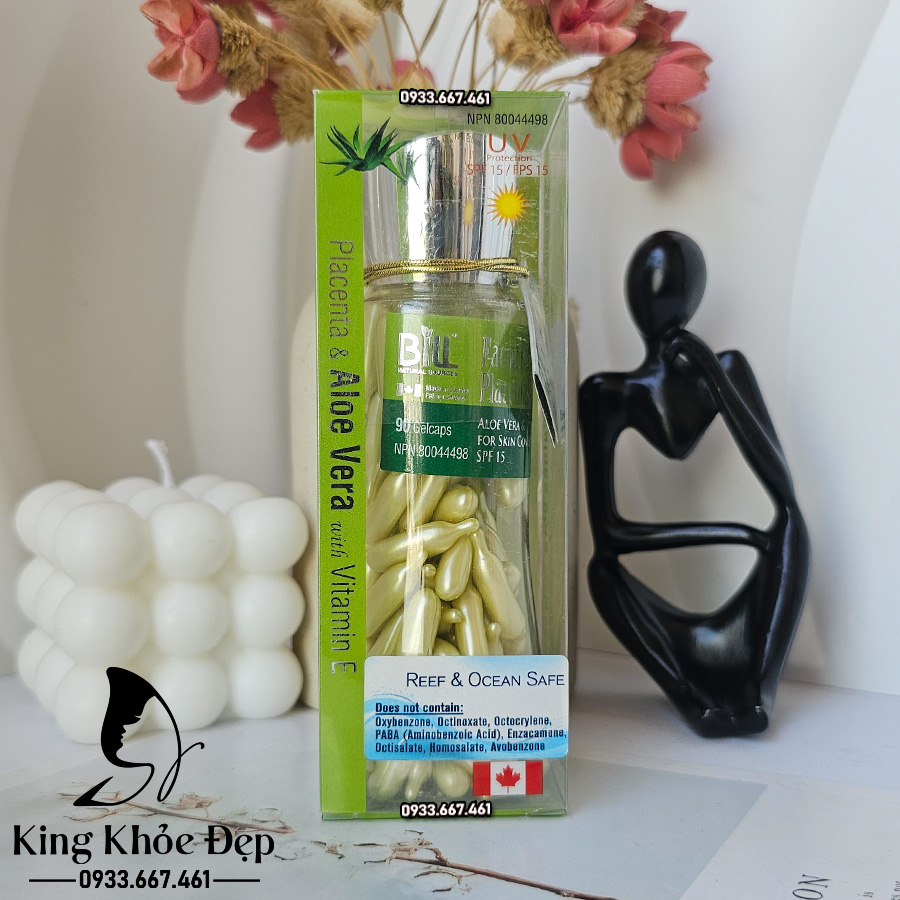 Viên Bôi Dưỡng Da Nhau Thai Cừu Nha Đam Và Vitamin E 10 Viên (Chống Nắng SPF/15)