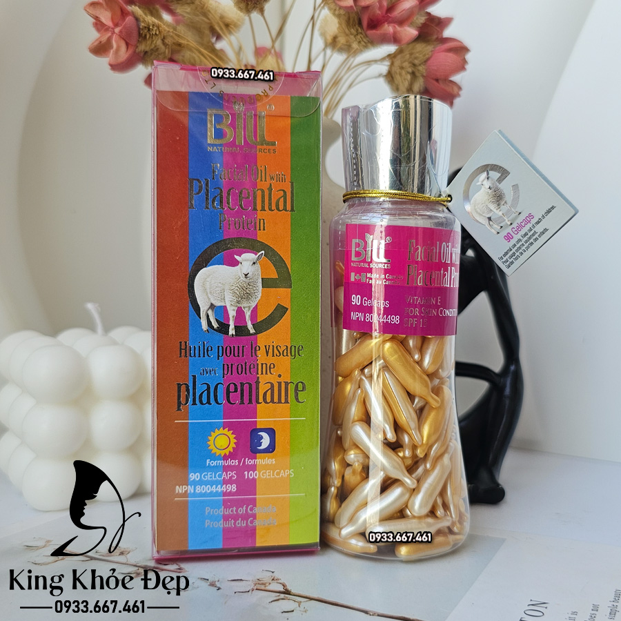 Viên Bôi Dưỡng Da Nhau Thai Cừu & Vitamin E 90 Viên SPF15 Chính Hãng Bill Natural Sources – Serum Viên Dưỡng Ẩm & Bảo Vệ Da
