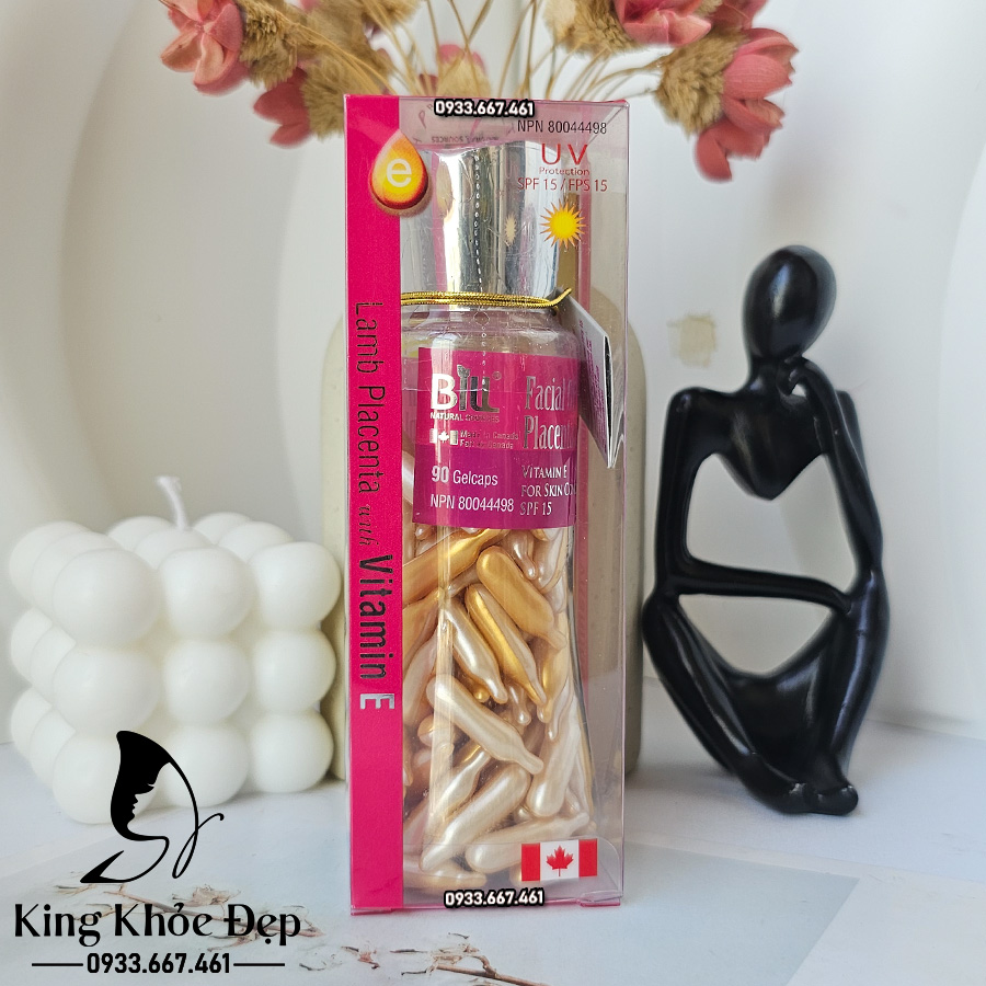 Viên Bôi Dưỡng Da Nhau Thai Cừu & Vitamin E 90 Viên SPF15 Chính Hãng Bill Natural Sources – Serum Viên Dưỡng Ẩm & Bảo Vệ Da