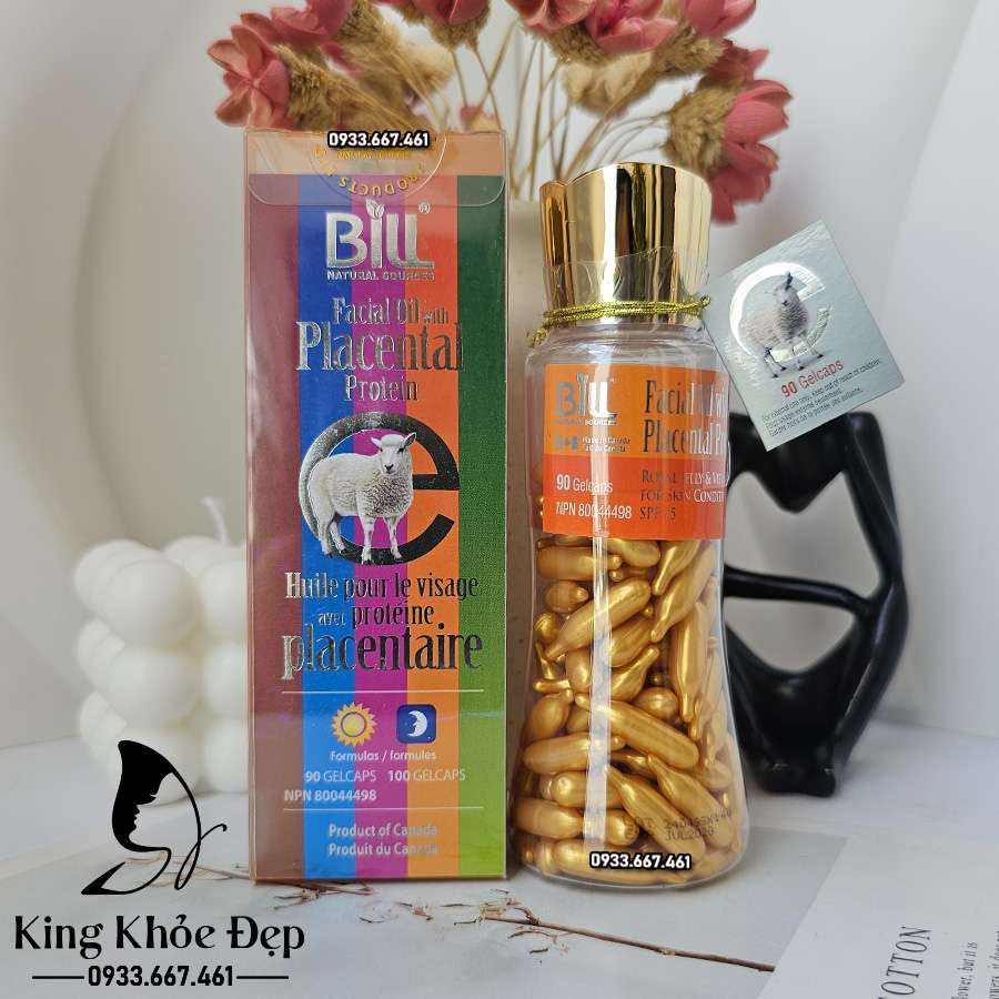 Viên Bôi Dưỡng Da Nhau Thai Cừu Sữa Ong Chúa & Vitamin E 90 Viên SPF15 Chính Hãng Bill Natural Sources – Serum Viên Dưỡng Da & Bảo Vệ Da