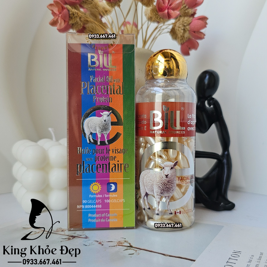 Viên Bôi Dưỡng Da Nhau Thai Cừu Bơ & Vitamin E 100 Viên Chính Hãng Bill Natural Sources – Serum Viên Dưỡng Ẩm Sâu & Phục Hồi Da