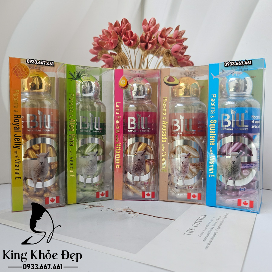Viên Bôi Dưỡng Da Nhau Thai Cừu & Vitamin E 100 Viên Chính Hãng Bill Natural Sources – Serum Viên Cấp Ẩm & Chống Lão Hóa