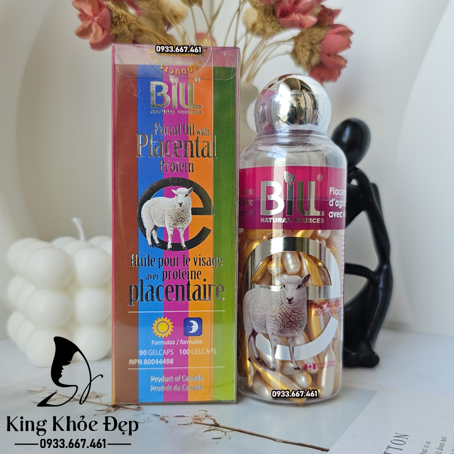 Viên Bôi Dưỡng Da Nhau Thai Cừu & Vitamin E 100 Viên Chính Hãng Bill Natural Sources – Serum Viên Cấp Ẩm & Chống Lão Hóa