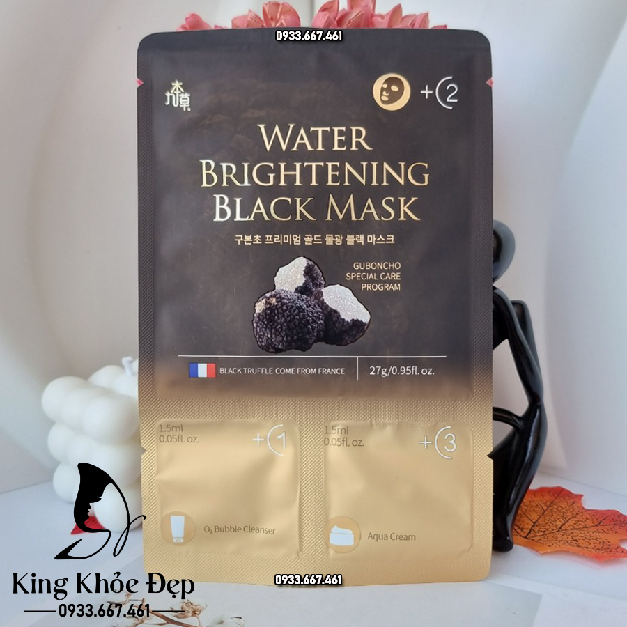 Mặt Nạ Thải Độc Guboncho Premium Gold Water Brightening Black Mask 10 Miếng – Thanh Lọc Da, Dưỡng Trắng Rạng Rỡ