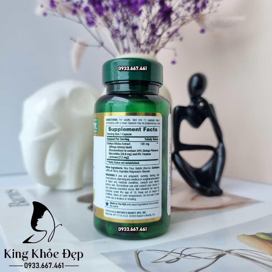 Viên Uống Bổ Não Nature'S Bounty Ginkgo Biloba 120 Mg – Tăng Cường Trí Nhớ, Lưu Thông Máu Não Hiệu Quả