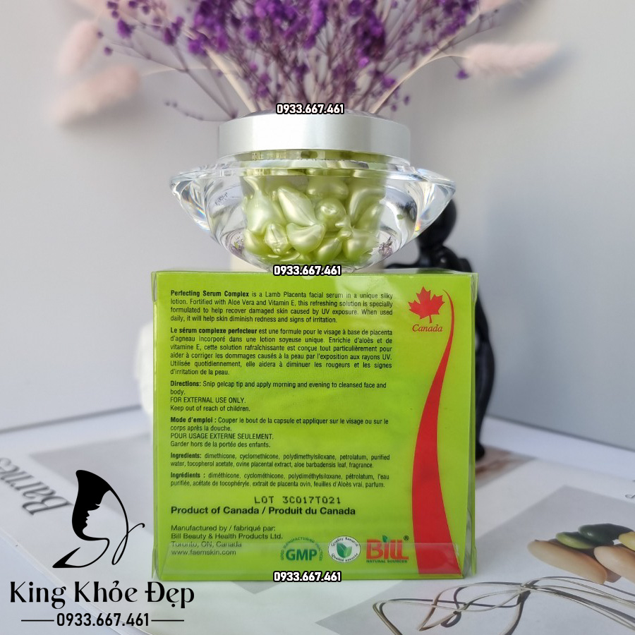 Viên Bôi Nhau Thai Cừu Nha Đam Perfecting Serum Complex 50 Viên Chính Hãng Bill Natural Sources – Dưỡng Ẩm Sâu & Phục Hồi Da Mịn Màng
