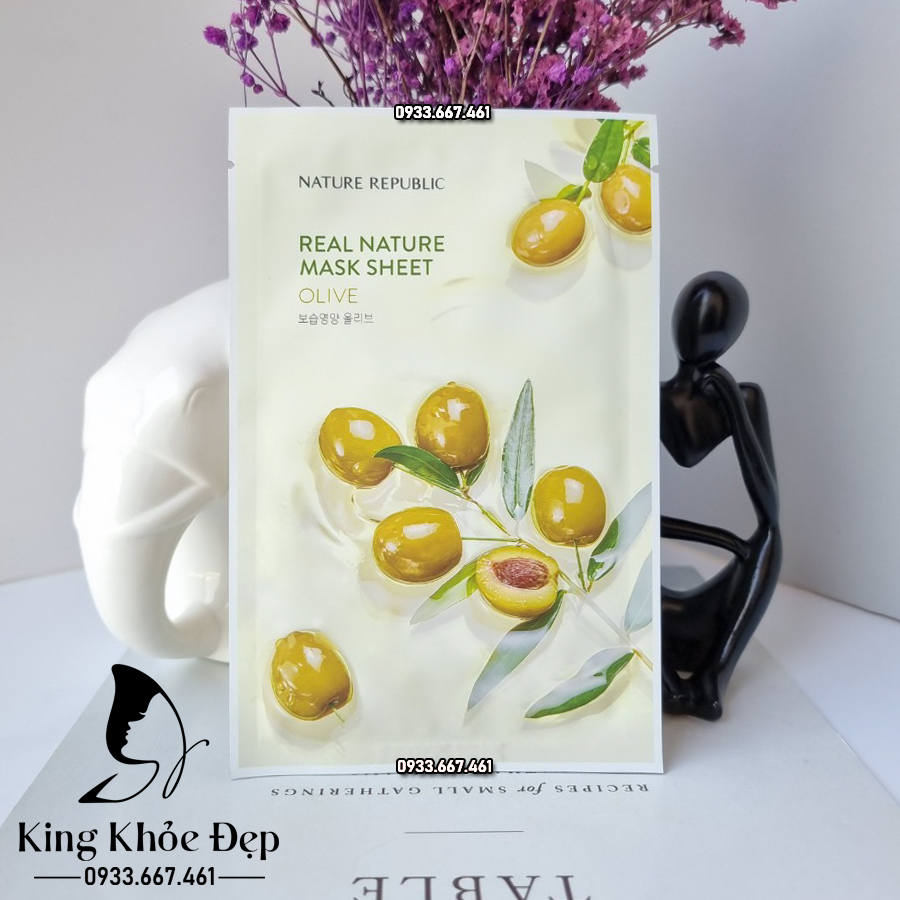 Mặt Nạ Nature Republic Real Nature Mask Sheet Olive 10 Miếng – Dưỡng Ẩm Sâu & Phục Hồi Da Khô Sần