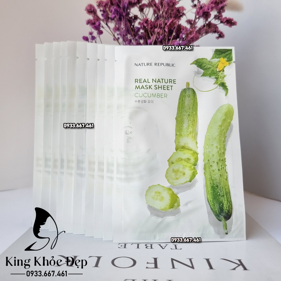 Mặt Nạ Nature Republic Real Nature Mask Sheet Cucumber 10 Miếng – Làm Dịu & Cấp Nước Tức Thì Cho Da