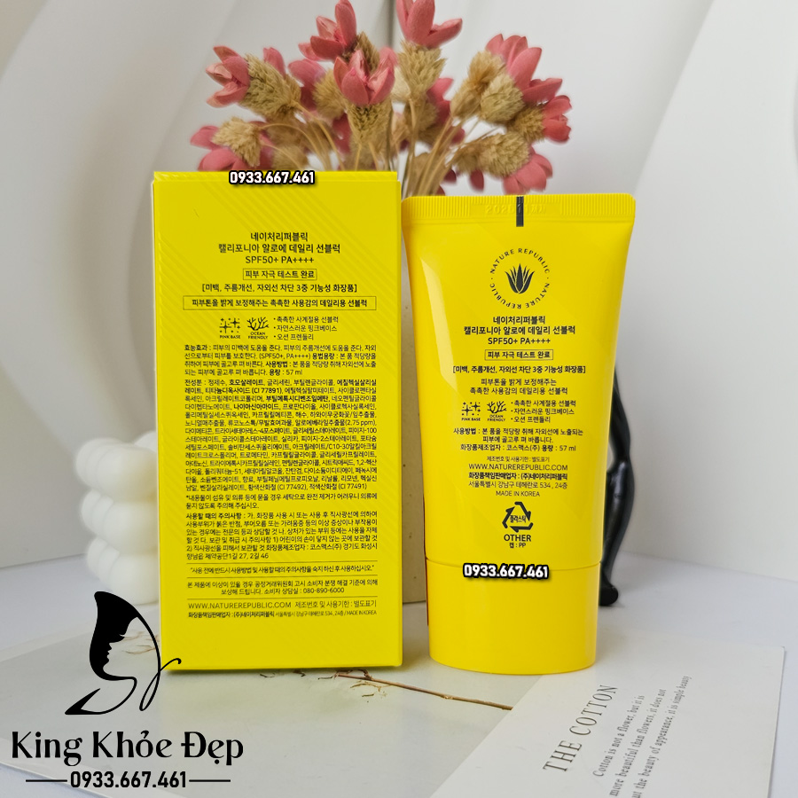 Kem Chống Nắng Nature Republic California Aloe Daily Sun Block SPF50 +++